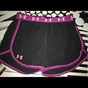 Under Armour Women's Black and Pink Shorts